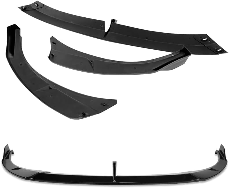 3PCS ABS MS-Style Front Bumper Lip Spoiler, Air Dams Chin Spoiler, Front Splitter, Compatible with 2019-2024 Mazda 3 Hatchback/5DR Model, Exterior Replacement Part (Painted Black)