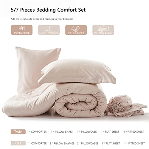 Unilibra Bed In A Bag King 7 Pieces - Taupe King Comforter Set Soft For All Seasons - Cationic Dyeing Bedding Comforter Sets With Comforter, Flat Sheet, Fitted Sheet, Pillowcases & Shams #TOP5