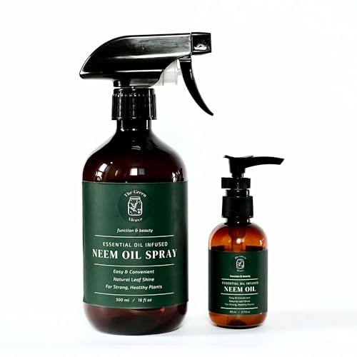 Neem Oil for Plants (Makes 480 fl oz) with Spray Bottle & Essential Oils | for Indoor Houseplants & Outdoor Gardens, Natural Leaf Shine