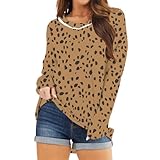 NIUYAN Damen-Langarm-Sweatshirts mit Rundhalsausschnitt, solide, weich, dünn, Pullover, Damen-Pullover, Polka Dot, Rundhalsausschnitt, Langarm-Sweatshirt, Damen-Sweatshirt mit Polka Dots, Blusen,