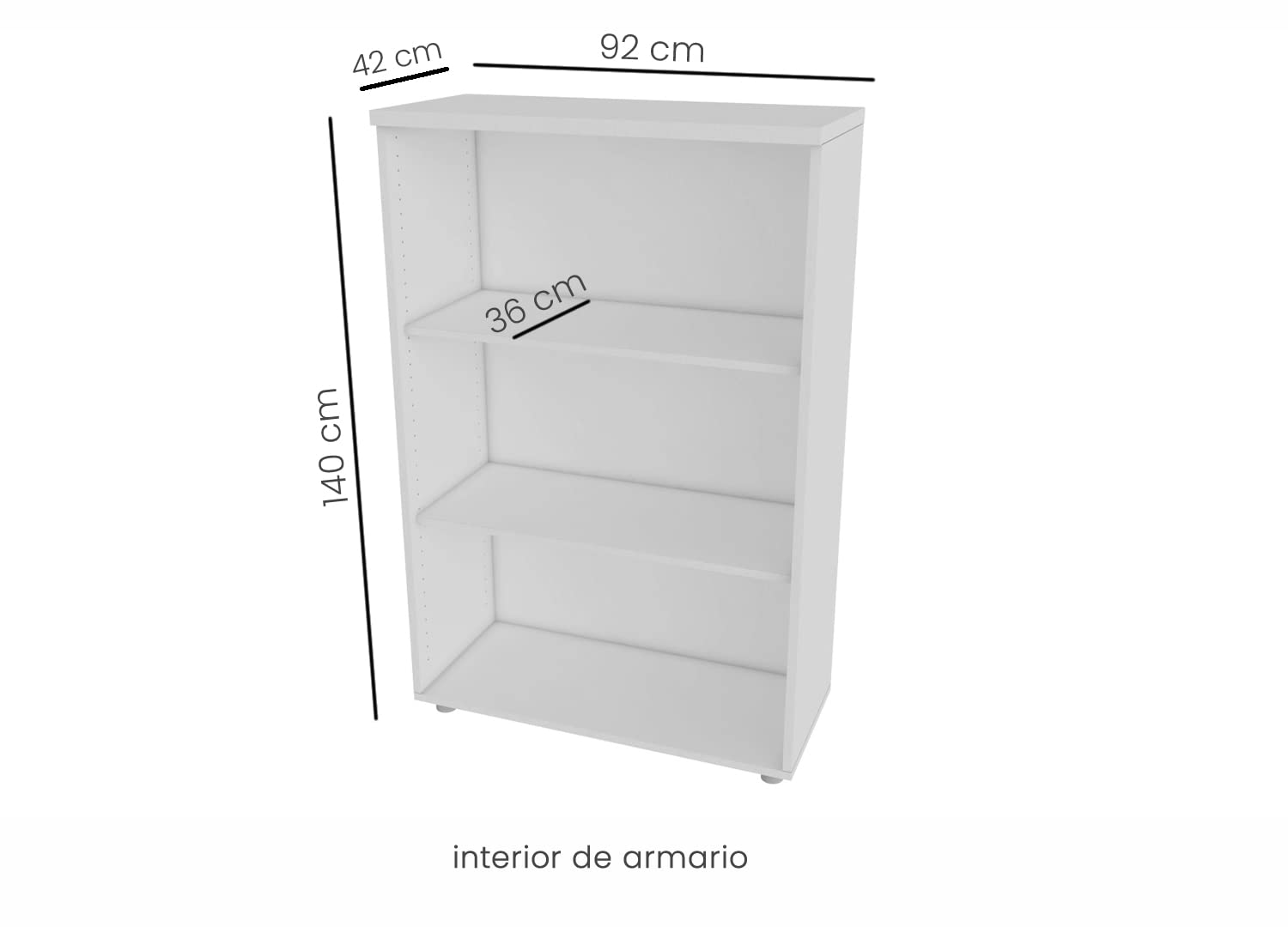 Euromof Armario de Oficina. con Cerradura. 92x42x140 cm. Blanco.