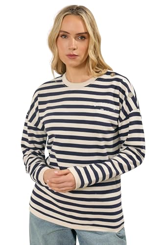Long Tall Sally - Lts Tall Blue Stripe Embroidered 'Le Marais' Slogan Sweatshirt - Women's