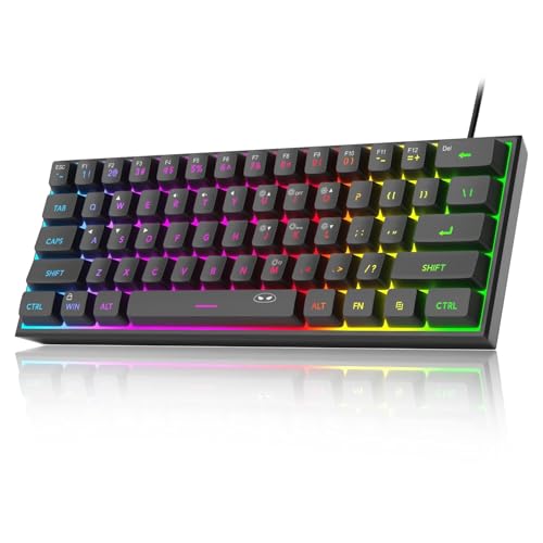 Image of MageGee TS91 Mini 60% Gaming Keyboard, RGB Backlit 61 Key Keyboard, Ergonomic Waterproof Mechanical Feeling Office Computer Keyboard for PC, MAC, PS4, Gamer -Violet