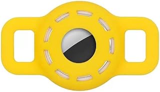 حامل طوق الحيوانات الأليفة لجهاز ايرتاج، غطاء جهاز نظام تحديد المواقع GPS للكلاب من السيليكون، مضاد للضياع ومضاد للماء وخفيف الوزن وصغير، اكسسوارات جهاز تتبع الحيوانات الأليفة (أصفر، صغير)