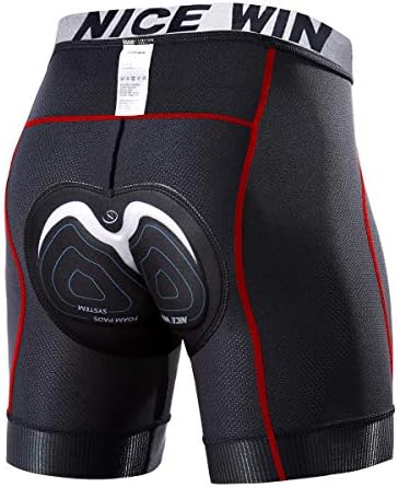 NICEWIN Mens Bike Shorts Anti-Slip Leg 4D Padded Cycling Bicycle Underwear Pants Breathable Wide Waistband Biking Spin Riding Clothes Red L