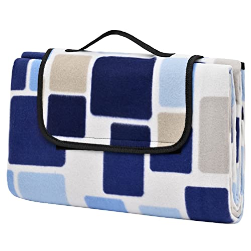 Gosure Outdoor Picnic Blanket,Foldable Soft Fleece Rug,Waterproof,Sand proof,Slip Resistant With Carrying Handle for Family,Beach,Park,Hiking,Camping(Magic Blue200*200cm)