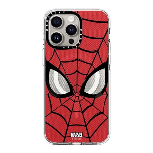 CASETiFY Clear iPhone 15 Pro Max Case [Spider-Man Co-Lab/Not Yellowing / 6.6ft Drop Protection/Compatible with Magsafe] - Spider-Man Mask - Clear