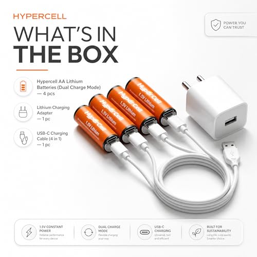 Image of Hypercell AA Rechargeable Batteries | 1.5V High Capacity 𝕃𝕚𝕥𝕙𝕚𝕦𝕞 3000 mWh | Dual Fast Charge (USB‑C Direct + Wireless Charge),1500+ Cycles| 15‑Year Lifespan| OEM 3 Years Warranty| Made in U.S