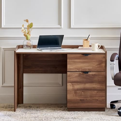 Image of Home Centre | Hadley Study Desk | Study Table for Home Office | Engineered Wood | Brown | 1 Year Warranty