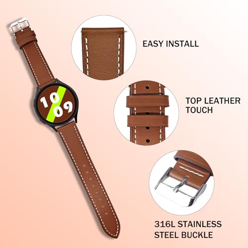 22mm Premium Italy Leather Watch Bands Compatible with Samsung Watch 3 45mm, Galaxy 46mm, Gear S3 Frontier, Quick Release Wear-resistant Leather Watch Straps Replacement Band for Women Men