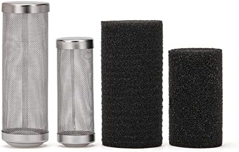 2 Pcs 12mm/16mm Stainless Steel Aquarium Filter Intake Guard Mesh Cover,Fish Tank Filter Guard with 2PCS Filter Sponge for Breeding Fish Shrimp Tank