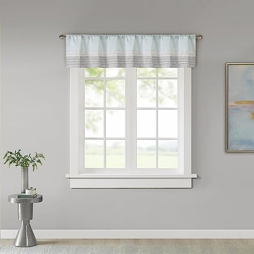 Madison Park Amherst Single Panel Faux Silk Rod Pocket Curtain With Privacy Lining for Living Room, Window Drapes for Bedroom and Dorm, 50x18, Aqua