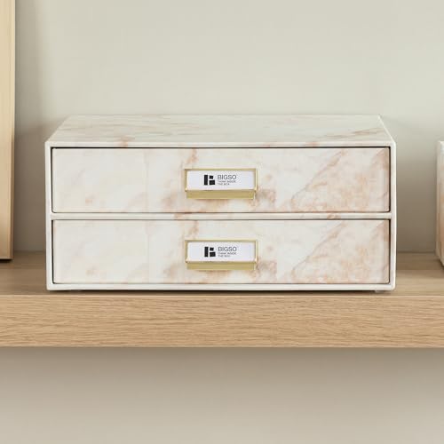 Bigso Box of Sweden Schubladenbox für Dokumente und Bürobedarf – Schreibtisch Organizer mit 2 Schubladen – Ablagesystem aus Faserplatte und Papier – weiß - 2