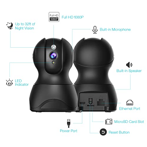 Indoor Camera, 1080P WiFi Pet Camera, Home Security Camera Indoor for Pet/Baby/Nanny, Pan/Tilt Dog Camera, Smart… - Image 7