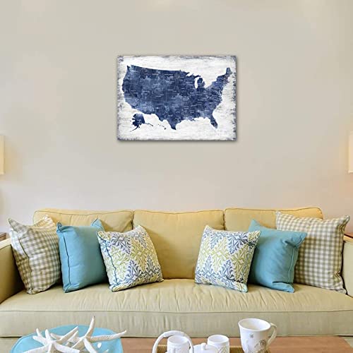Map Of The United States Wall Art Vintage America Map Canvas Wall Decor Wood Board Usa Map Pictures Canvas Prints For Bedroom Office Kitchen Living Room Home Decor Framed Artwork Ready To Hang 20"X28" #TOP1