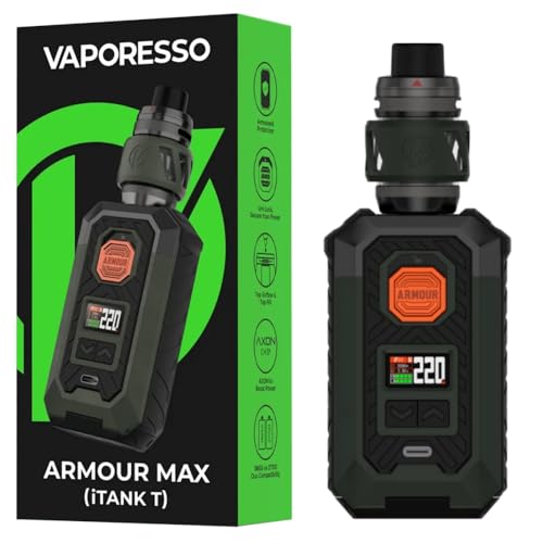 Vaporesso ARMOUR MAX Kit[ iTank T Edition ] 220W Armour Max Mod with 6 ml Top Tilling itank T Atomizer, Support GTI Coil (0.2Ω/0.4Ω), Battery not include, no nicotine (ARMOUR MAX Kit（itank T) Green)