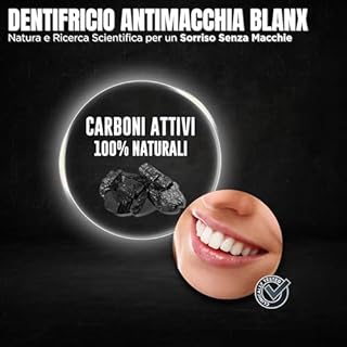 BlanX, Dentifricio Black, Dentifricio Sbiancante e Antimacchia, Con Carboni Attivi e Licheni Islandici 100% Naturali, Rimuove Macchie da Caffè Fumo e Tè, Vegan Friendly, 75ml