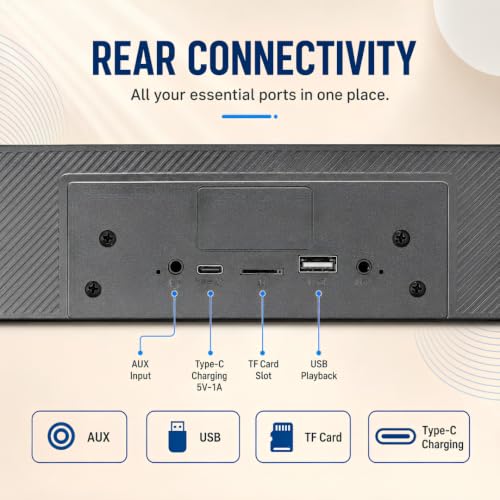 Image of ModishOmbre BeatBoxx 20W Bluetooth Speaker Portable Soundbar | 8 Hours Playtime | Dual 10W Dynamic Drivers | BT5.3 /USB /TF /AUX | Built-in Mic | Type C Charging | IPX5 Water Proof | TWS Stereo Pairing