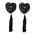KINGSEVEN Reusable Flower Silicone Pasties Bra Sexy Breast Petals with Tassel Black