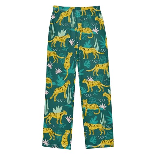 ZZXXB Tropical Leopard Boys Long Pants Soft Trousers Elastic Waist Kids Lounge Bottoms with Pockets S-XL