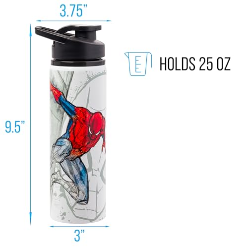 Image of Silver Buffalo Marvel Spider-Man, Stainless Steel Water Bottle, 25oz | 0.74 Liters