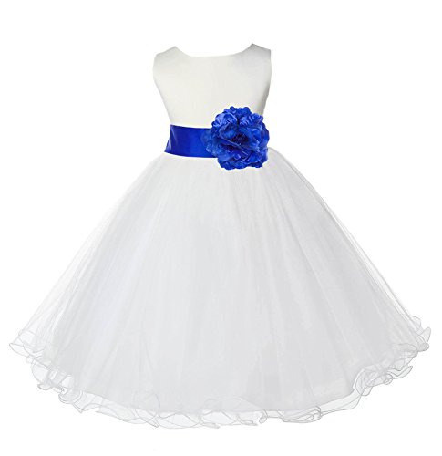 Wedding Pageant Ivory Flower Girl Rattail Edge Tulle Bridal Dress 829T2
