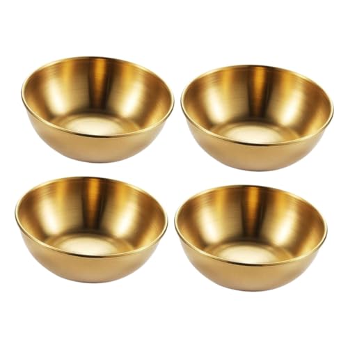 MOTHNUR 4 piezas Platos de Aperitivo de Acero Inoxidable Dorado para Salsas y Condimentos para Hogar Restaurante y Catering