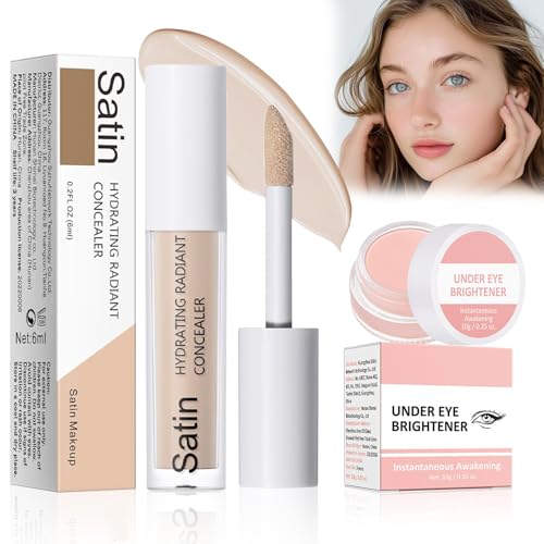 Under Eye Brightener, Iluminador Corrector Debajo Ojos(10g) + Precorrector Ojeras(6ml), Corrector Essence Multitask, Ilumina y Cubre las Ojeras de Forma Natural