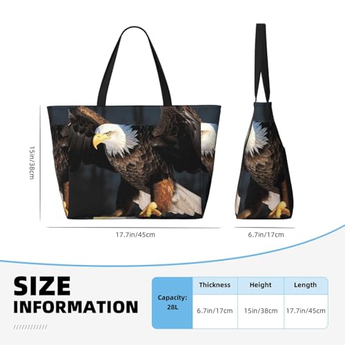 Beach Bags For Women Large Waterproof Sandproof Beach Tote Bag Lightweight Zipper Carry On Bag 3d Bald Eagle Pool Bag For Gym Travel Vocation4