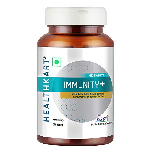 HealthKart Immunity+, Immunity Boosters for Adults, Zinc, Vitamin C, B6, A, D, E & Immunity Blend of Amla, Giloy, Tulsi & Ashwagandha, 60 Tablets HealthKart Immunity+, Immunity Boosters for Adults, Zinc, Vitamin C, B6, A, D, E & Immunity Blend of Amla, Giloy, Tulsi & Ashwagandha, 60 Tablets