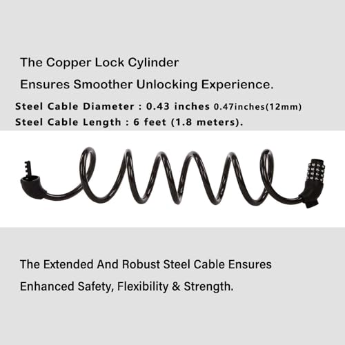 SEPOX 2Pack Cadenas de Bici 6FT + Candado de Seguridad miniatura 7