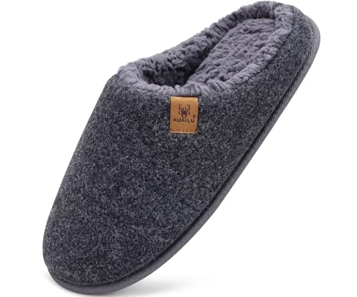 Image of KuaiLu Mens House Memory Foam Slippers with Comfortable Warm Plush Lining