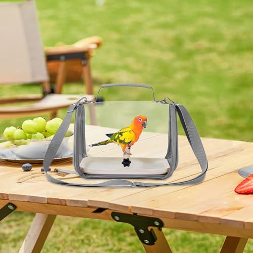 Bird Carrier Bag, Breathable Clear Travel Cage, Portable Parakeet Cockatiel Transport, 10.24x7.48x7.68in Small Animal Carrier with Perch, for Lovebirds and Budgies – Image 5