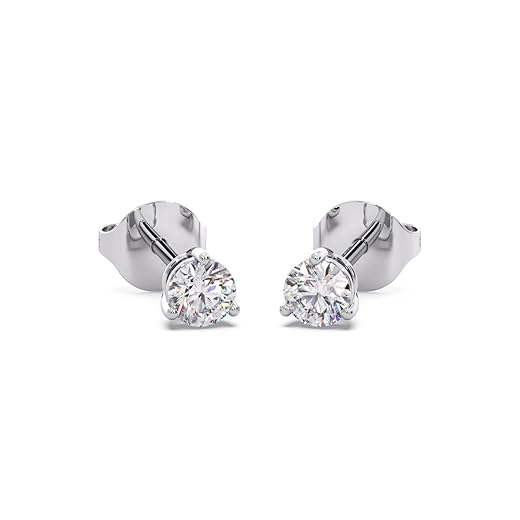 Candere by Kalyan Jewellers 14K White Gold Stud Diamond Earrings for Women with Push Back