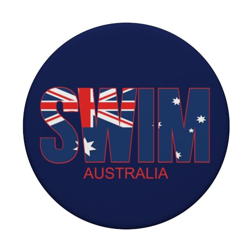 Australian Swimmer Aussie Swimming Australia National Flag PopSockets Swappable PopGrip, Black - Image 3