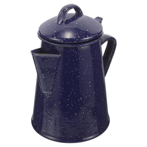 MAGICLULU Tetera de Esmalte Azul Diseño de Puntos, Hervidor de Café de 1.2 Litros Mango Ergonómico, Hervidor Multiuso para Cocina, Oficina y Camping, Suministro de Café Diario