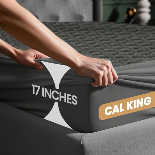 Premium Waterproof Mattress Protector California King, Gray, 17" Pocket by Utopia Bedding - Used condition - Image 2