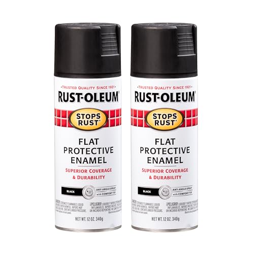 Image of Rust-Oleum 7776830 Stops Rust Spray Paint, 12 oz, Flat Black, 2 Pack