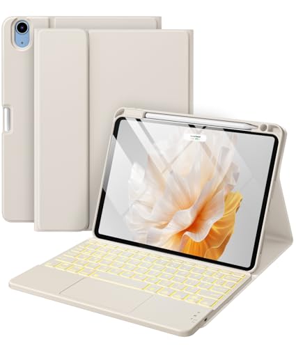 Harvopu Compatible with iPad Air 11 Inch & Air 5th/ Air 4th Generation Case with Keyboard - Multi-Touch Trackpad, 7-Color Backlit, Detachable Folio Cover for Air 11-inch M3/M2 (2025/2024) (Starlight)