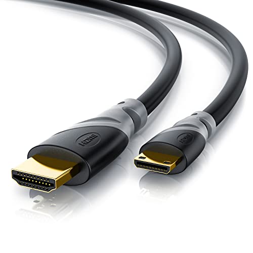 CSL- Câble Mini hdmi vers hdmi 5m - Câble Mini HDMI Type C vers Full HDMI Type A - 1080 p 2160 p 4k @60hz - Supporte Full HD Ultra HD HD Ready 3D - Ethernet High Speed - Contacts plaqués Or 24K
