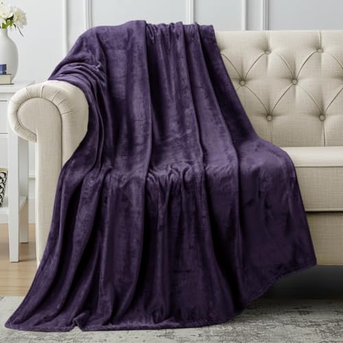 Image of Utopia Bedding Fleece Blanket Throw Size Purple 300GSM Luxury Anti-Static Fuzzy Soft Microfiber Blanket for Couch, Sofa and Bed (50x60 Inch)