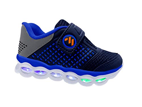 Tênis Infantil Masculino Com Luzes de Led MP1814 - AS109 Cor:Azul Marinho-Royal;Tamanho:23