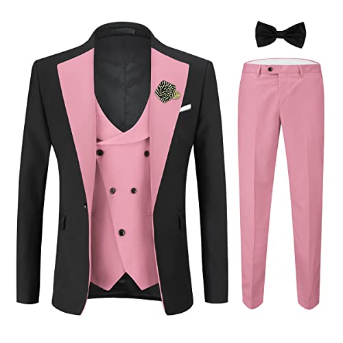 YFFUSHI Men's Slim Fit 3 Piece Suit One Button Blazer Vest Pants Wedding Prom Party Suits Set
