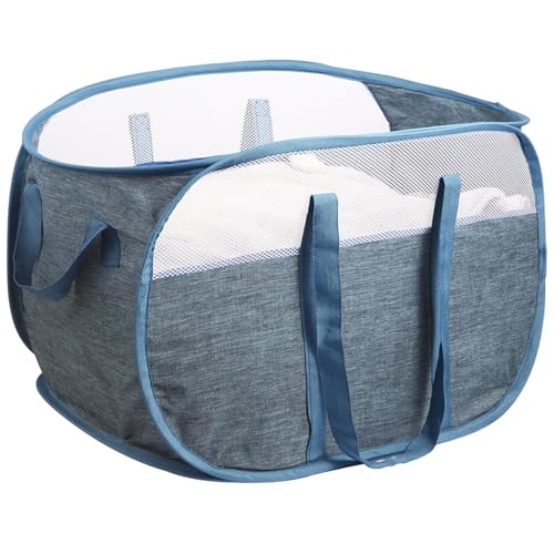 Image of 100L Collapsible Laundry Baskets, Tear Proof Pop Up Laundry Hamper with Dual Handles, Large Foldable Laundry Basket, Easy to Carry Laundry Hamper for Home, Laundry Room, Bedroom, Dorm, Travel Blue