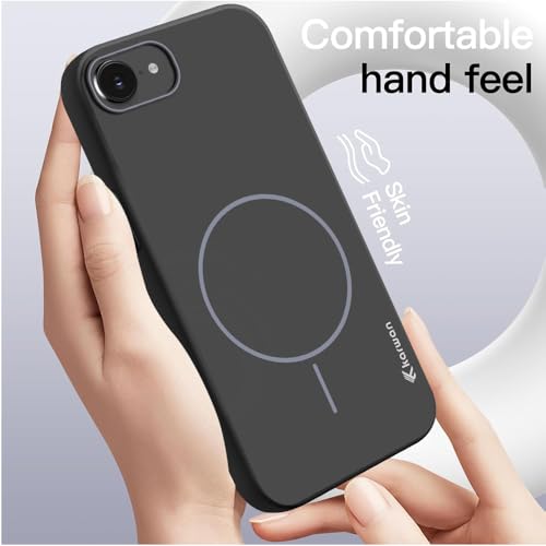 Image of KARWAN Ultra Slim MagEaze Magnetic Matte Finish Back Case Cover Compatible with iPhone 16E N52 Magnetic Ring, Wireless Charging Compatible, Scratch Resistant, Hard PC, Black