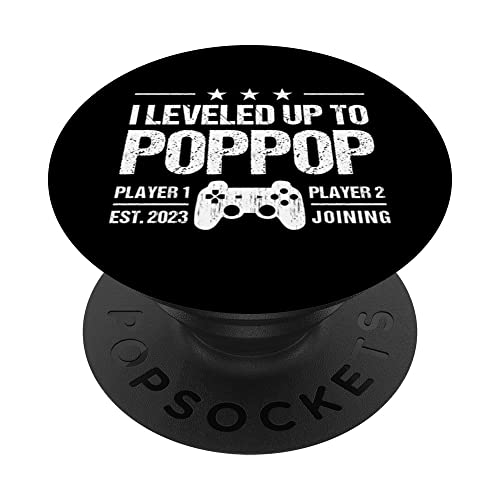 I Leveled Up To PopPop Est 2023 Funny New Grandpa Gamer PopSockets PopGrip Intercambiabile