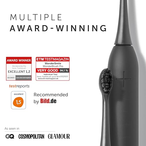 Wondersmile Sonic Toothbrush PRO - Test Winner 2025-100 Days Risk-Free Test - Electric Toothbrush with 4 Cleaning Programmes - Smart Brush Head (Ultimate Black) - Image 3