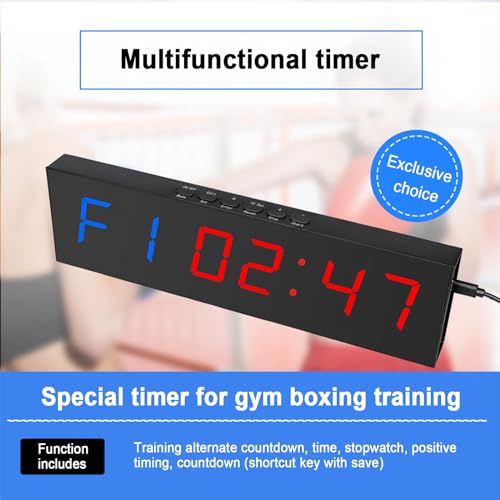 Cronómetro portátil para gimnasio, reloj LED para entrenamiento con cuenta regresiva/ascendente, accesorios para gimnasio en casa, pantalla digital ultraclara, múltiples modos con control remoto miniatura 3