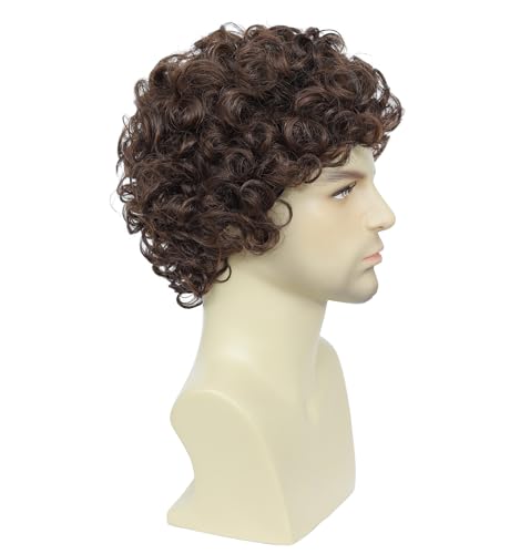 Image of Short Afro Curly Wig for Men,Buddy the Elf Wig, Home Alone Kevin McCallister Costume Wig, Perfect for Halloween Cosplay, The Office Dwight Schrute Costume, Daily Wear & Themed Parties (Medium Brown)