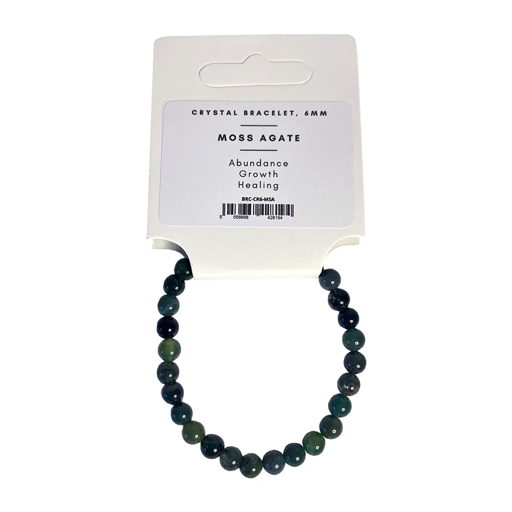 VIE Crystal Bracelet, 6mm, Moss Agate
